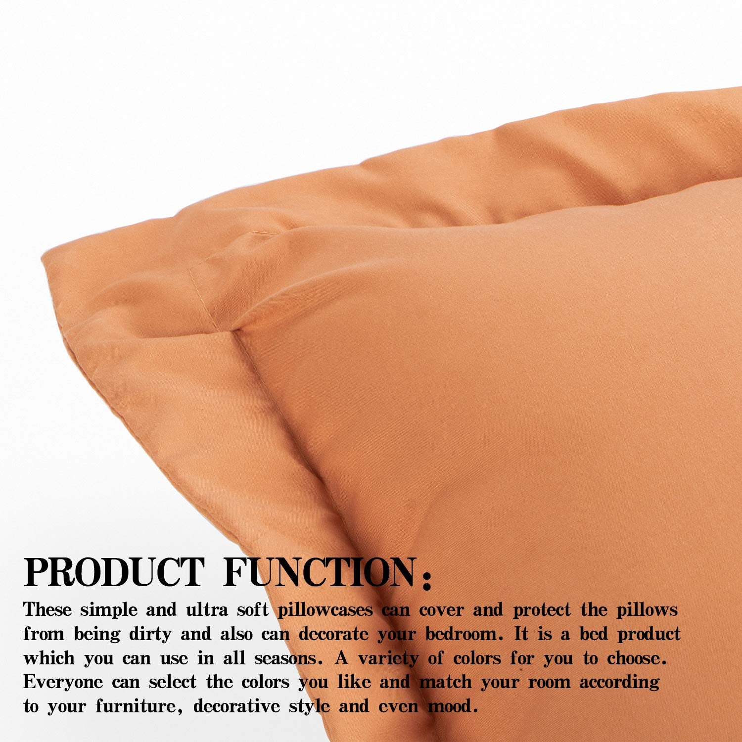 Ntbay 100% Brushed Microfiber King Pillow Shams Set Of 2, Super Soft And Cozy, Wrinkle, Fade, Stain Resistant 20X36 Inches Oxford Pillowcases, Pale Orange