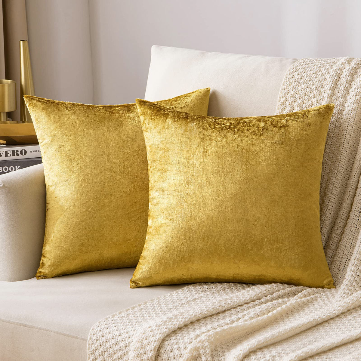 Miulee Pack Of 2 Velvet Soft Solid Decorative Square Throw Pillow Covers Set Fall Cushion Cases For Sofa Bedroom Couch 18 X 18 I