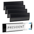 Set Of 6 -Sturdy & Elegant Black Aluminum Wall Mount Name Plate Holder, Office Business Door Curved Sign Holder With Adhesive Ta