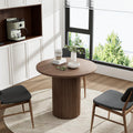 35.4' Wood Round Dining Table Fluted Pedestal Kitchen Table Small Circle Tables Modern Circular Mdf Finish For 2-4 People, F35.