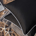 Phantoscope Pack Of 2 Outdoor Waterproof Solid Throw Decorative Pillow Cover Decorative Square Outdoor Pillows Cushion Case Patio Pillows For Couch Tent Sunbrella (20''X20'', Black)