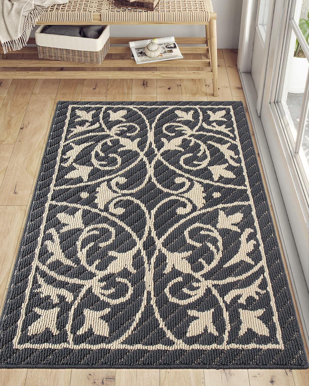 Dexi Door Mat Indoor Rugs For Entryway Floor Mats Inside Doormat Front Entrance Rug Entry Non Slip Washable,31.5'X47',Dark Gra