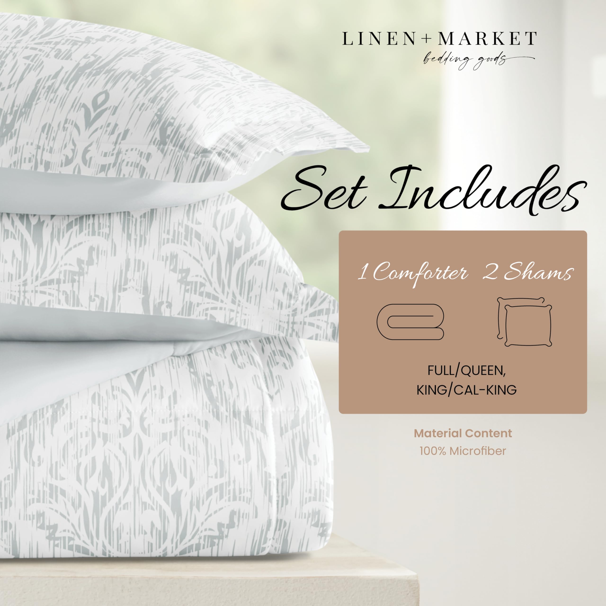 Linen Market Reversible Queen/Full Comforter Set (3 Piece) - Bring Luxury Home With Our Soft And Lightweight Down Alternative Co