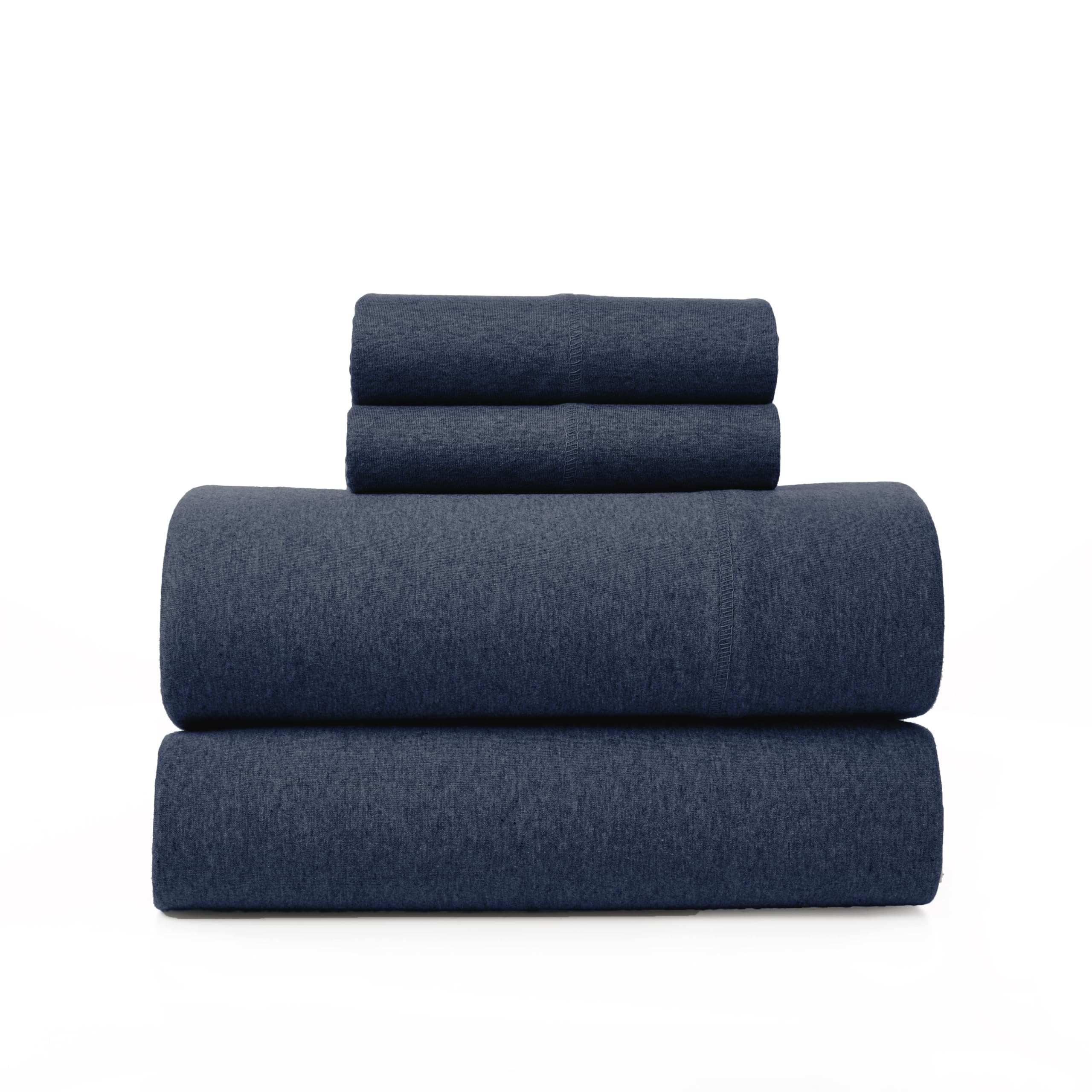 Road Trip America Jersey Sheets Set - Cotton 4 Pieces King Set - T-Shirt Soft Knit Stretchy Bed Sheets - All Seasonal And Deep P
