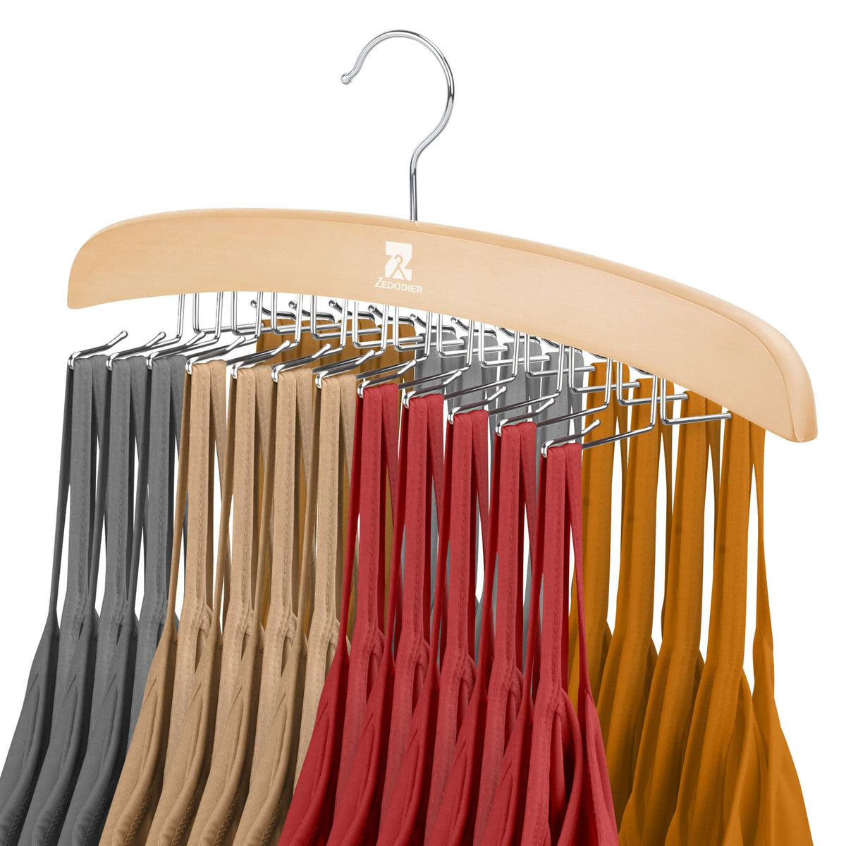 ZEDODIER Tank Top Hangers, Bra Organizer for Closet, 24 Storage Capacity, Non-Slip Hanging Tie Holder Closet Organizer and Stora