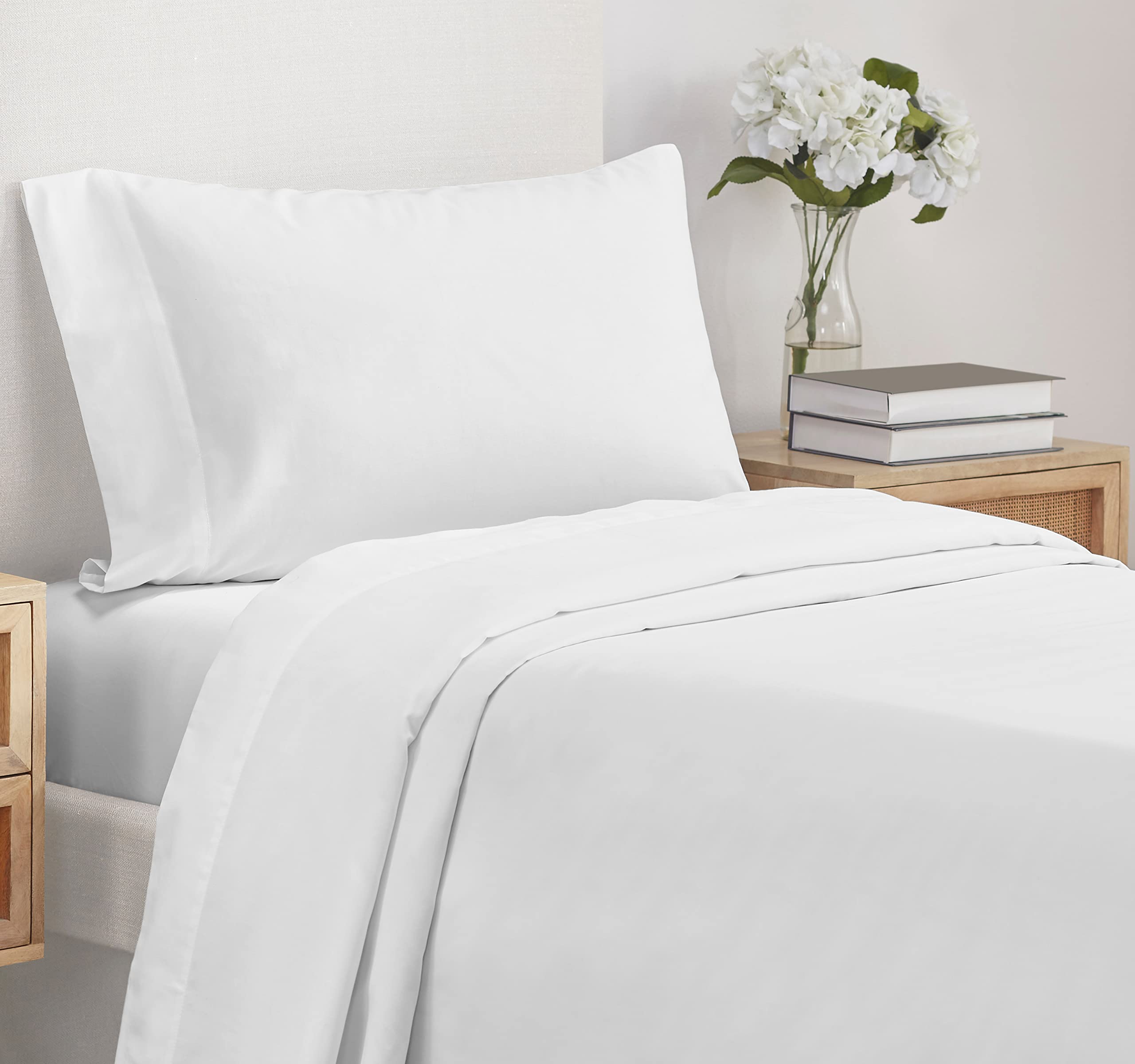 California Design Den Twin Size Sheet Set - 100% Cotton 500 Thread Count, Cooling Deep Pocket Bed Sheets With Fitted Elastic She