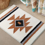 TANVILL Bathroom Rugs White Boho Bath Mat Non Slip, Soft Absorbent Microfiber Washable Aztec Bath Rug Floor Mat for Bathroom Sho
