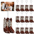 Tatuo 12 Pcs Cowboy Boots Photo Holder Cute Table Number Holders Picture Card Stand Cowboy Theme Party Decorations Place Menu Me