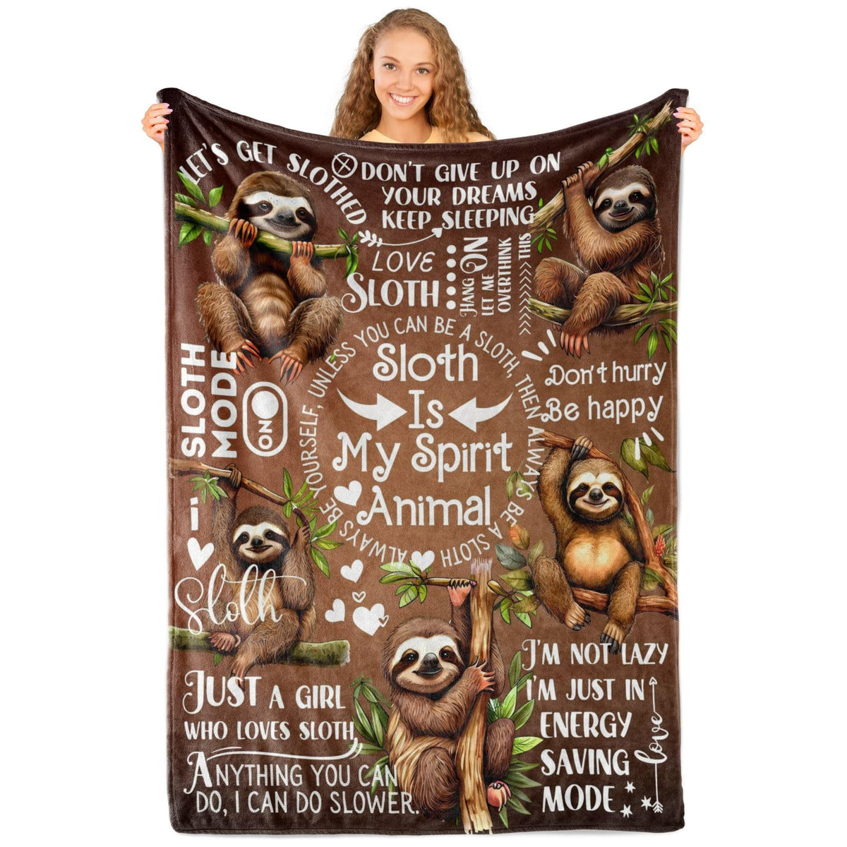 Innobeta Sloth Gifts For Women, Sloth Throw Blanket, Sloth Flannel Blankets For Women, Girls, Teens, 50 X 65 Inches, Spirit Anim