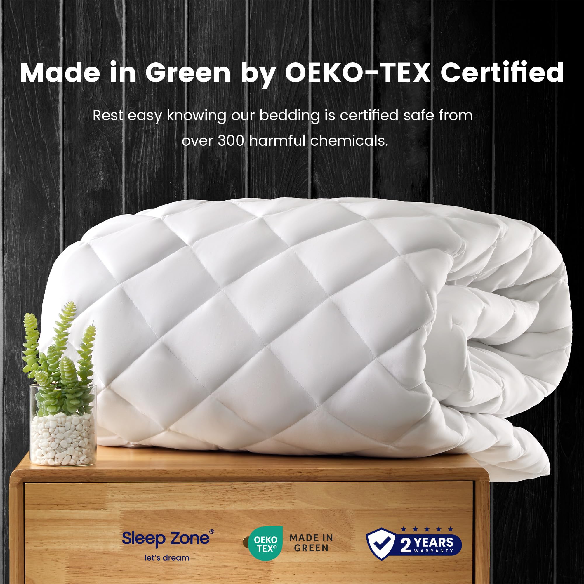 Sleep Zone Flat Mattress Cover Full Size, Non Slip Quilted Fitted Mattress Pad, Noiseless Mattress Protector Up To 21' Deep Pocket (White, Full, 54X75)