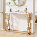 Tribesigns Gold Console Table, Modern 42.5' Sofa Tables Entryway Hallway Foyer Table, White Faux Marble Tabletop Sofa Table Behind Couch With Gold Metal Legs For Living Room, Easy Assembly