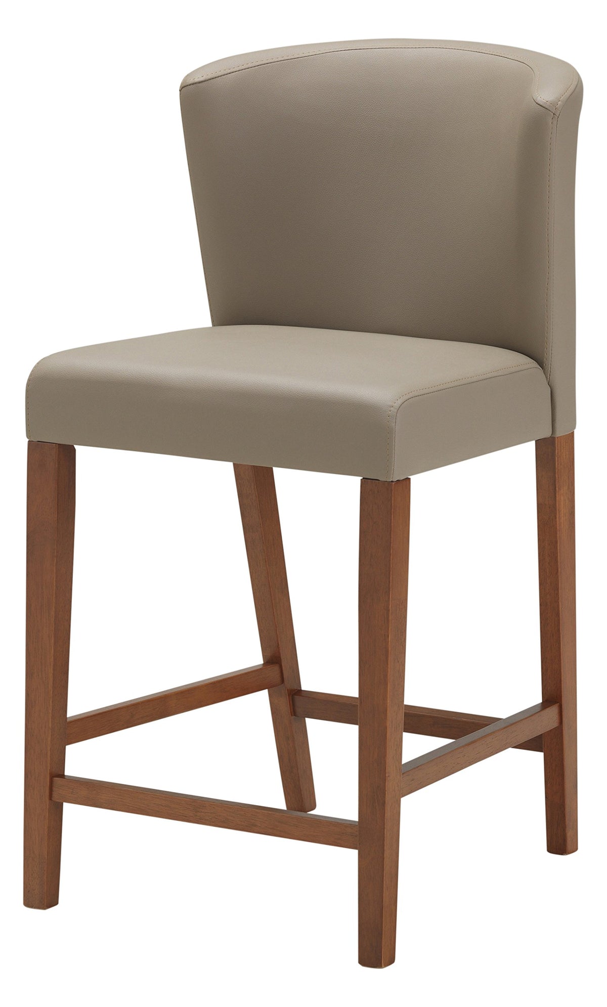 Baxton Studio Olivia Mid-Century Modern Scandinavian Style Dark Walnut Wood with Grey Faux Leather Pub Stool (Set of 2)