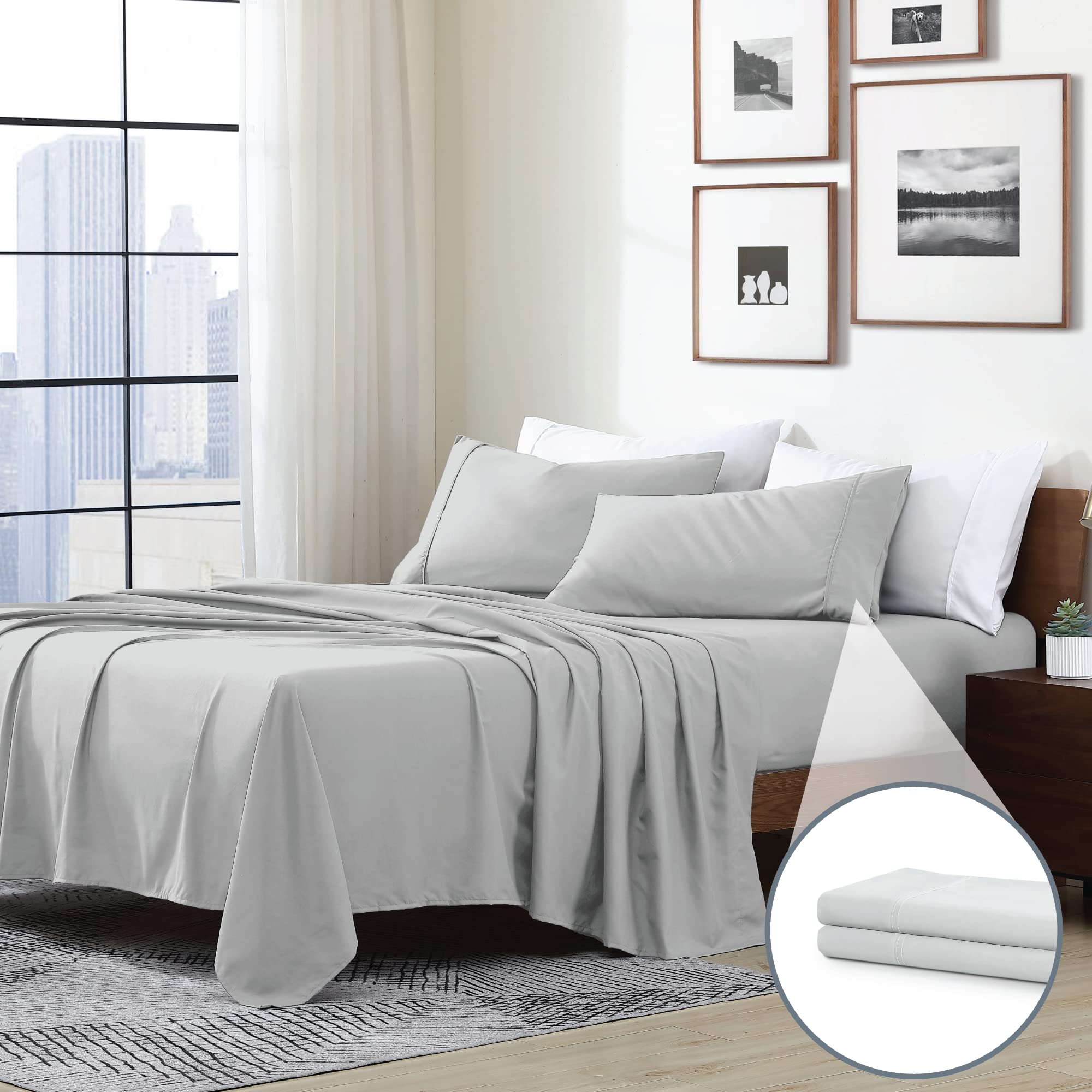 Swift Home King 6-Piece Microfiber Sheet Sets (Includes 2 Bonus Pillowcases), Ultra-Soft Brushed - Extremely Durable - Easy Fit