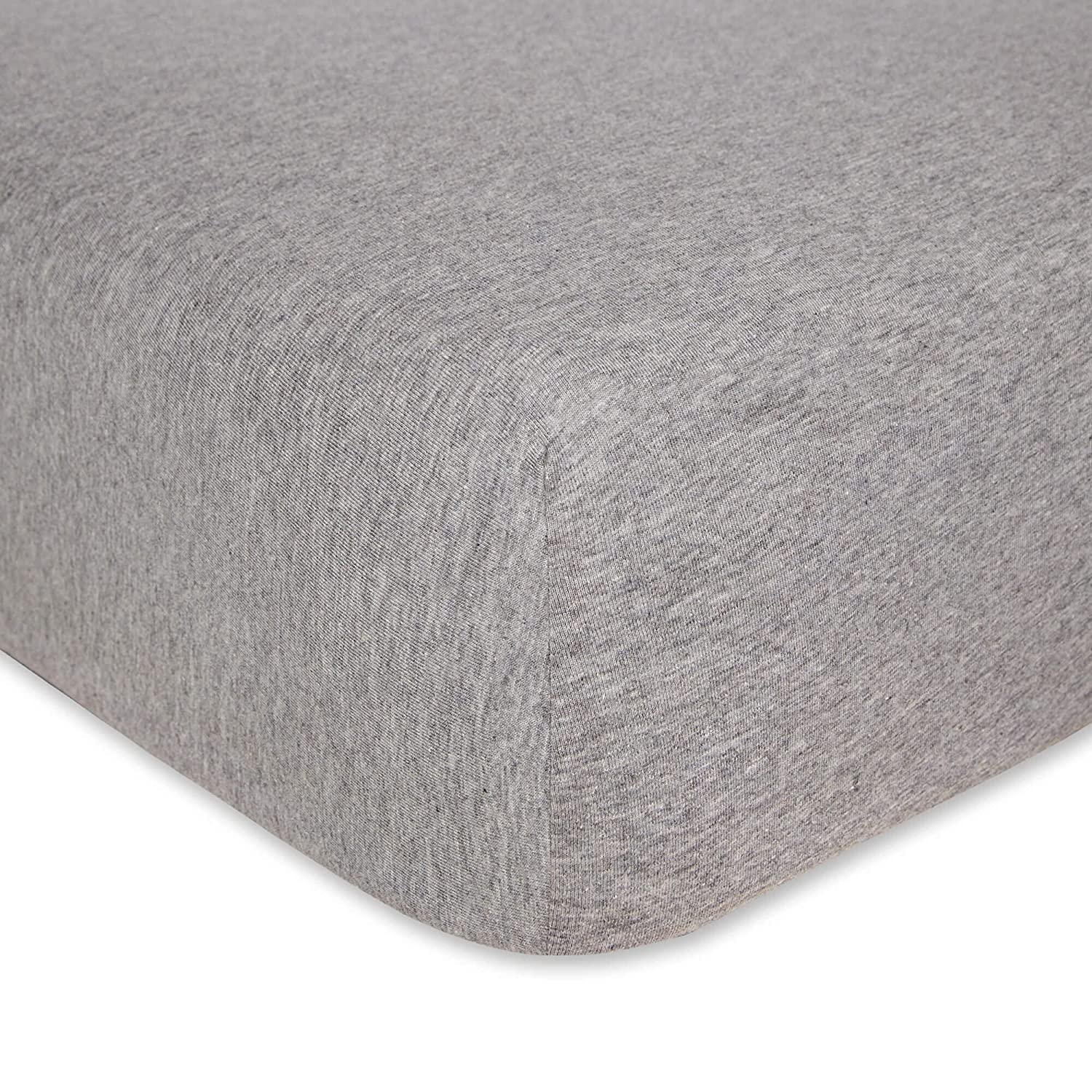 DESTINY CRESCENT BEDDING Full XL 100% Cotton Jersey Knit Sheet Set - Heather Grey, Extra-Soft, Hypoallergenic, 15 Deep Pockets, 4PC