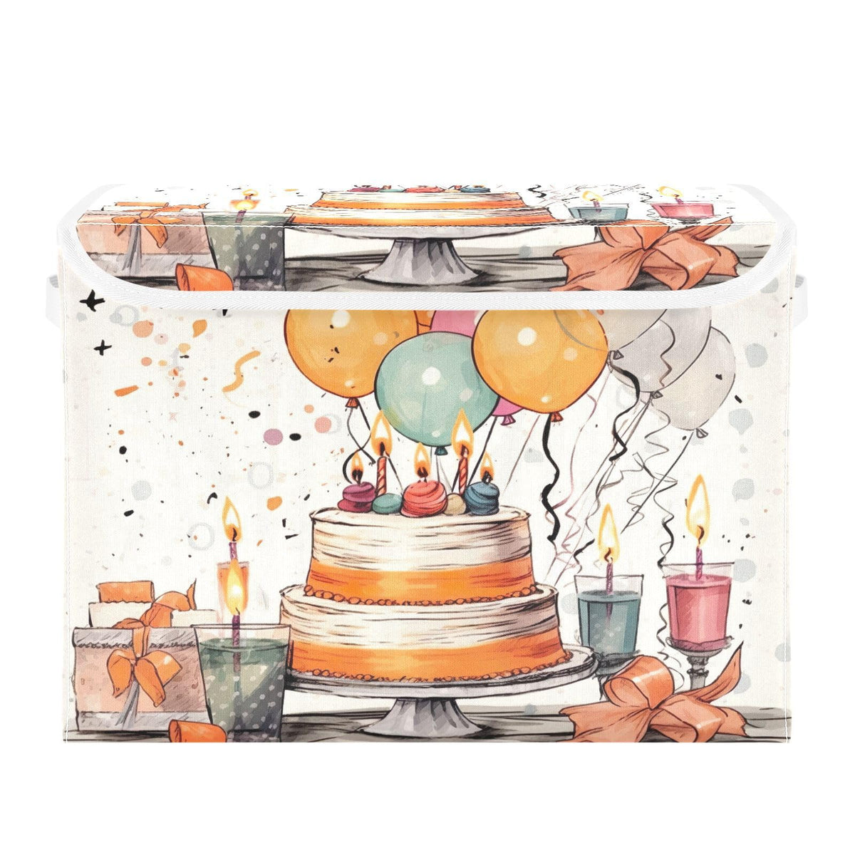 xigua Happy Birthday Pattern Storage Bins with Lids and Carrying Handle