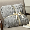 Phf Fluffy Ruched Faux Fur Throw Blanket For Couch,Cozy Plush Soft Luxury Warm For Fall Winter,Reversible Furry Thick Lightweigh