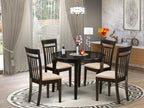 East West Furniture BOCA5-CAP-C 5 Piece Modern Dining Table Set Includes a Round Kitchen Table and 4 Linen Fabric Kitchen Dining Chairs, 42x42 Inch, Cappuccino
