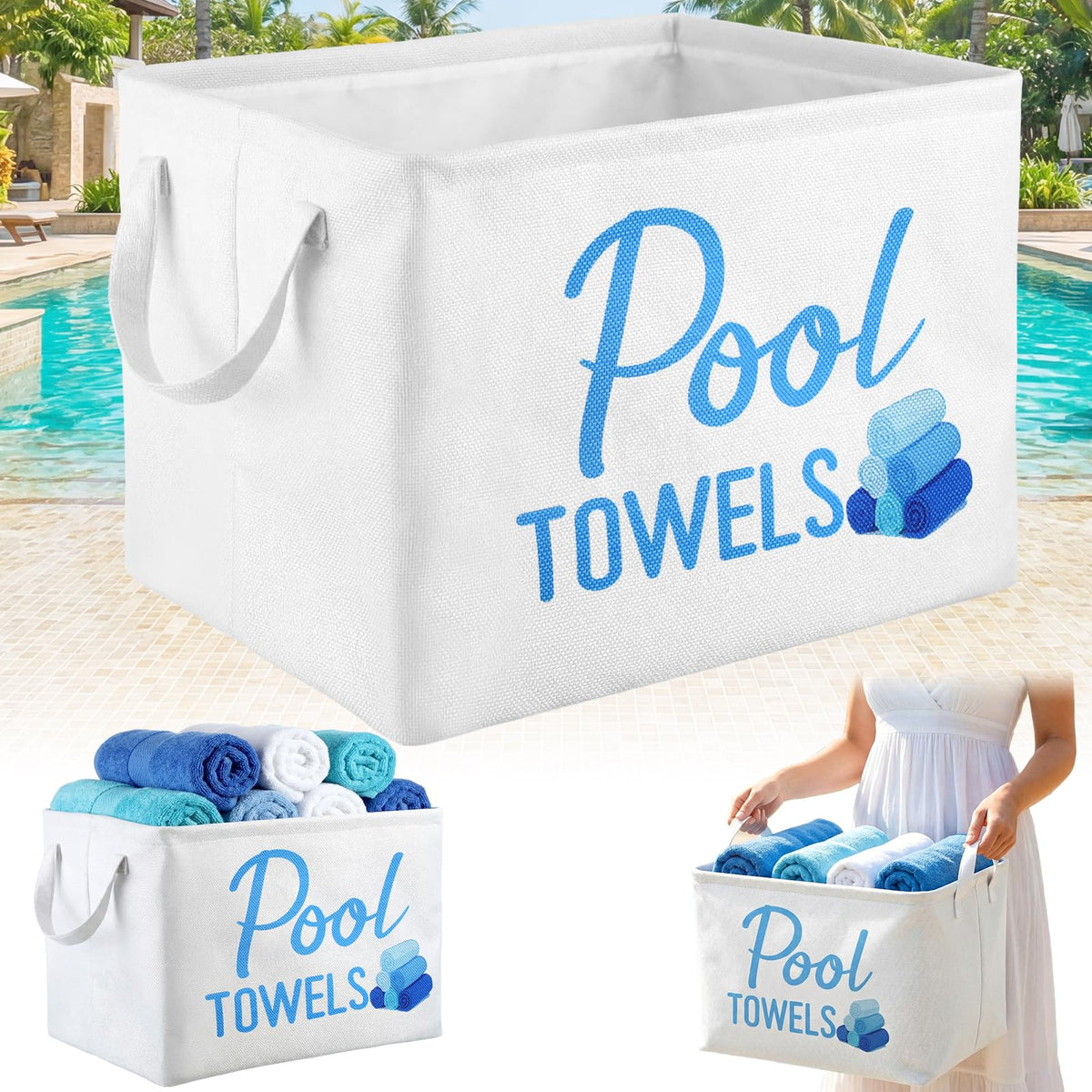 Yungyan Pool Towel Storage Basket Holder Organizer Bin Pool Towel