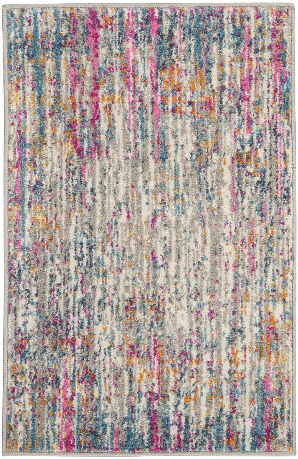 HomeRoots Ivory/Multi 100% Polypropylene 2’ x 3’ Ivory Abstract Striations Scatter Rug