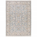 HomeRoots Polyester 7' x 10' Blue Ivory Machine Woven Floral Oriental Indoor Area Rug