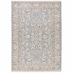 HomeRoots Polyester 7' x 10' Blue Ivory Machine Woven Floral Oriental Indoor Area Rug
