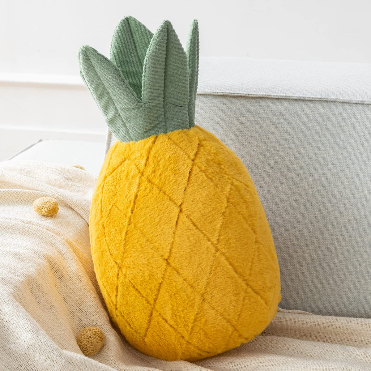 Phantoscope Pineapple Shaped Throw Pillow, Fun Home Decor Of Fruit Themed Shaped Cushions, Decorative Shaped Pillow For Couch Be