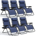 Nestl Zero Gravity Chairs Set of 6, Patio Lounge Chair Outdoor with Pillows & Cup Holder Trays, Adjustable Steel Mesh Reclining 