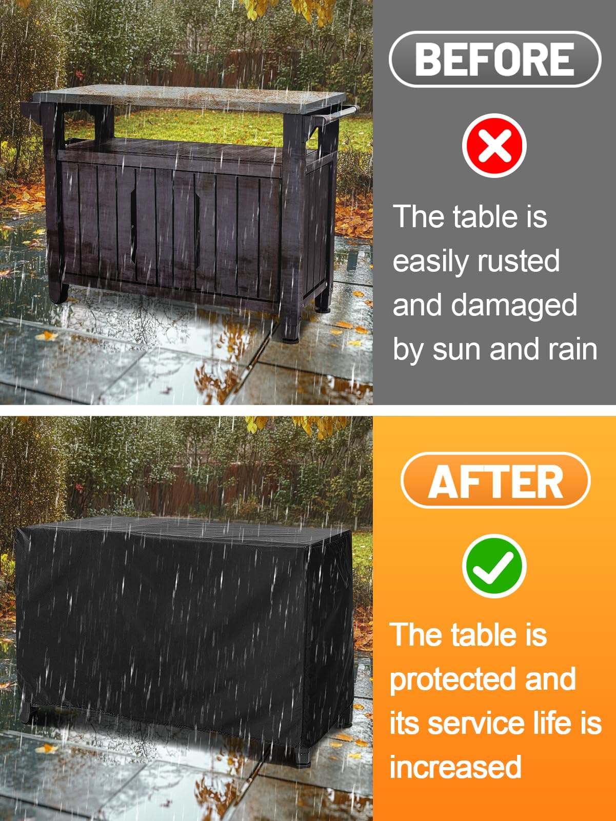 Pamase Outdoor Dining Cart Cover - 54 * 23 * 35In Prep Table Covers For Keter Unity Xl Portable Cabinet Bar, Heavy Duty Waterpro