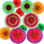 12PCS Hanging Paper Fans Party Decorations Fiesta Party Supplies, Photo Props for Cinco De Mayo Carnival Mexican Taco Tuesday Vi
