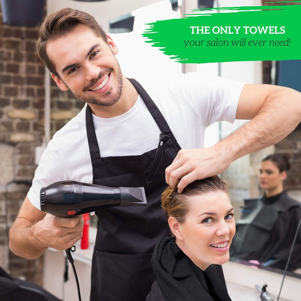 Green Lifestyle 24 Pack Black Microfiber Bleach Safe Towel Bulk Sets, Premium Spa Quality, Super Soft And Absorbent For Gym, Poo