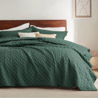 Bedsure King Size Quilt Set - Lightweight Summer Quilt King - Dark Green Bedspread King Size - Bedding Coverlet For All Seasons