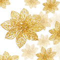 WILLBOND 36 Pieces Christmas Poinsettia Flowers Artificial Ornaments Glitter Christmas Decorations Tree Wedding New Year(Gold)