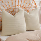 Phf 100% Cotton Waffle Throw Pillow Covers 24'X24', No Filling, 2 Pack Elegant Home Decorative Square Throw Pillow Covers For Bed Couch Sofa,Linen