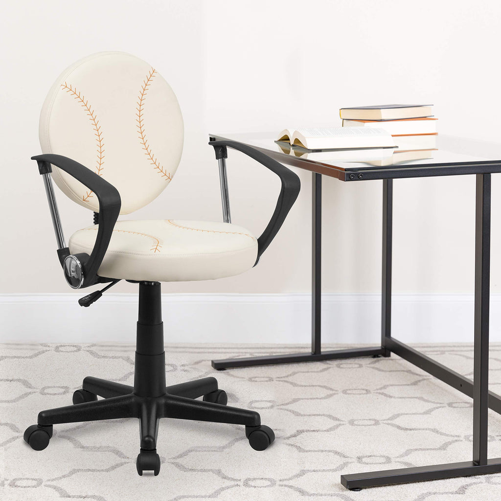Flash Furniture Jonathan Baseball Swivel Task Office Chair with Arms