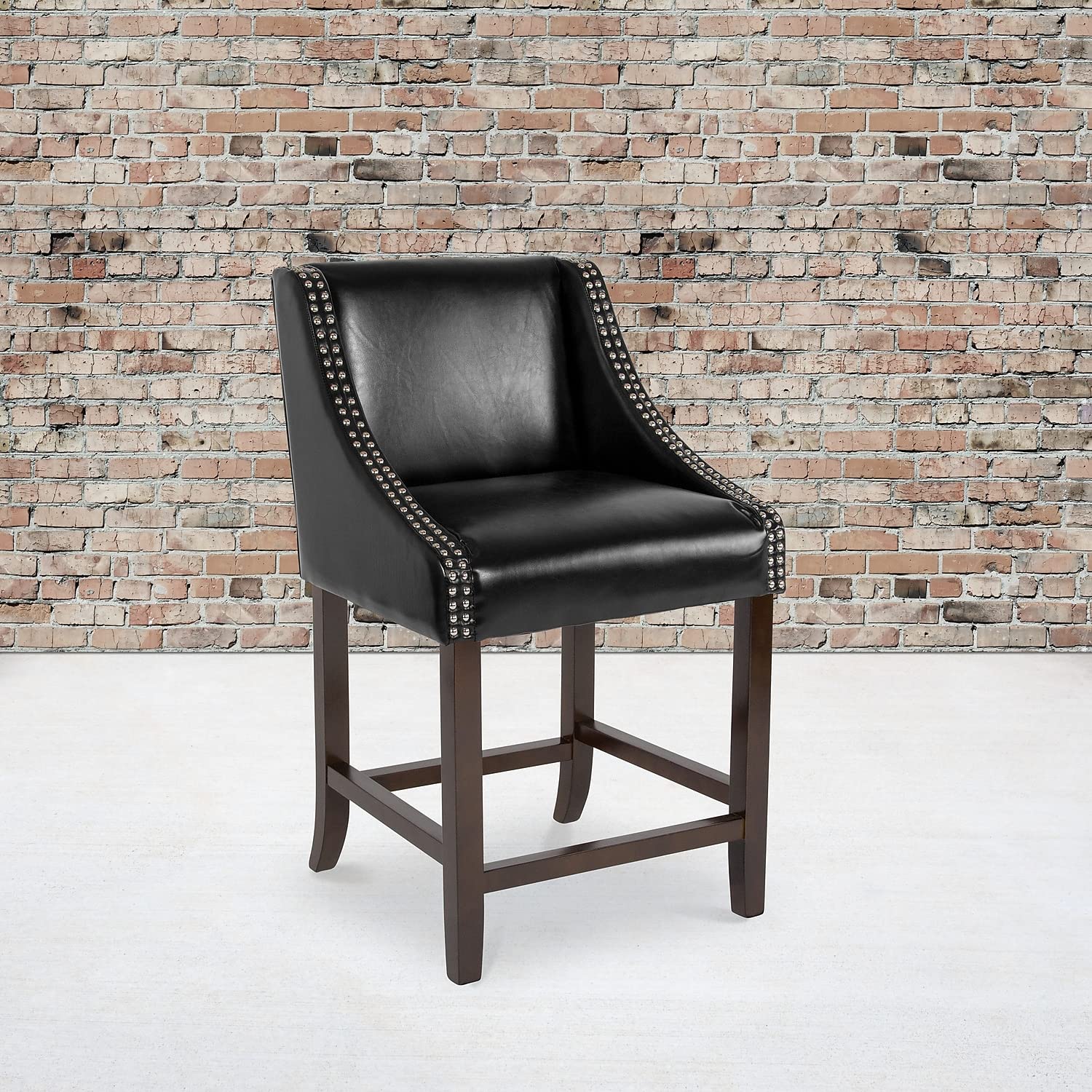 Flash Furniture Contemporary Burgundy Vinyl Adjustable Height Barstool With Solid Wave Seat And Chrome Base