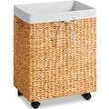 Best Choice Products Medium Laundry Hamper W/Lockable Rolling Wheels, Natural Handwoven Hyacinth Laundry Basket, W/Removeable & 