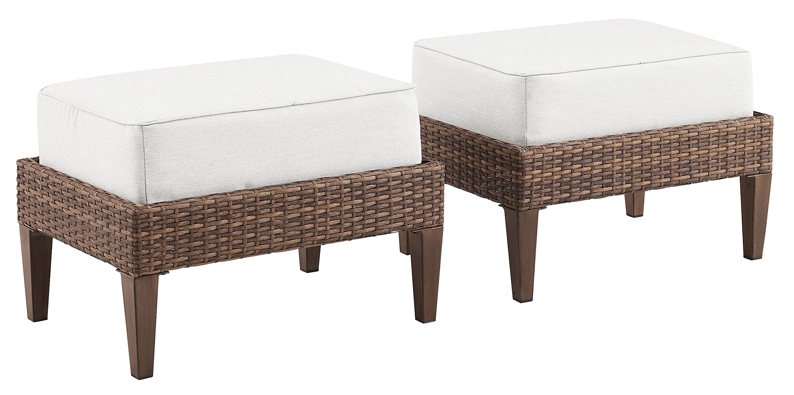 Crosley Furniture Capella 2-Piece Wicker Outdoor Ottoman Foot Rest - Thumbnail 4