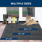 Smiry Front Door Mat Outside Entrance, Heavy Duty Natural Rubber Mat, Sturdy Trap Dirt And Moisture Indoor Outdoor Door Mat, Easy Clean Low Profile Doormat Outdoor Entrance, 29.5X17 Inch, Grey