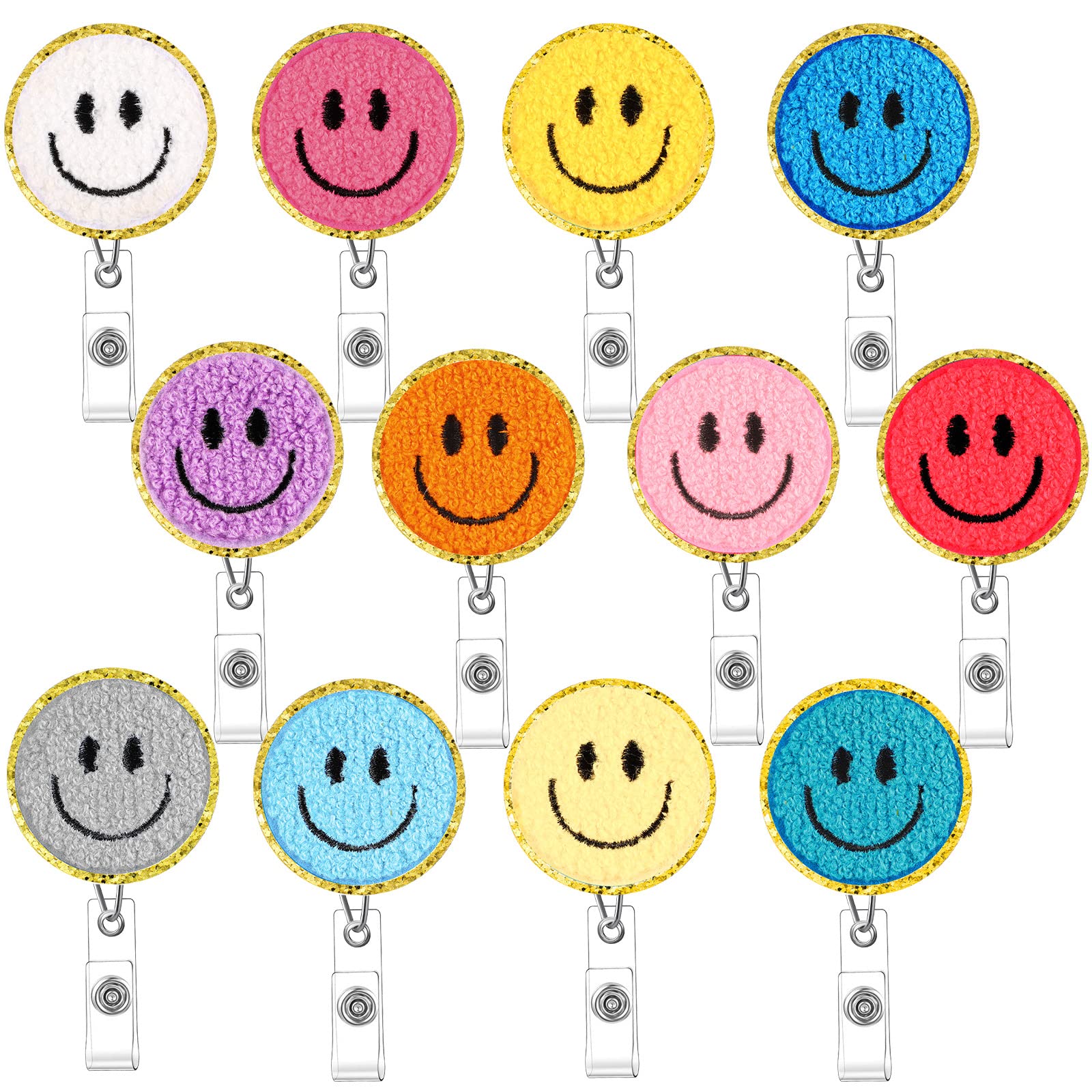 Tinlade Smile Face Badge Reel Retractable Nursing Badge Holders Cute Id Clips Bulk Name Tag Holders Back To School Supply For Te