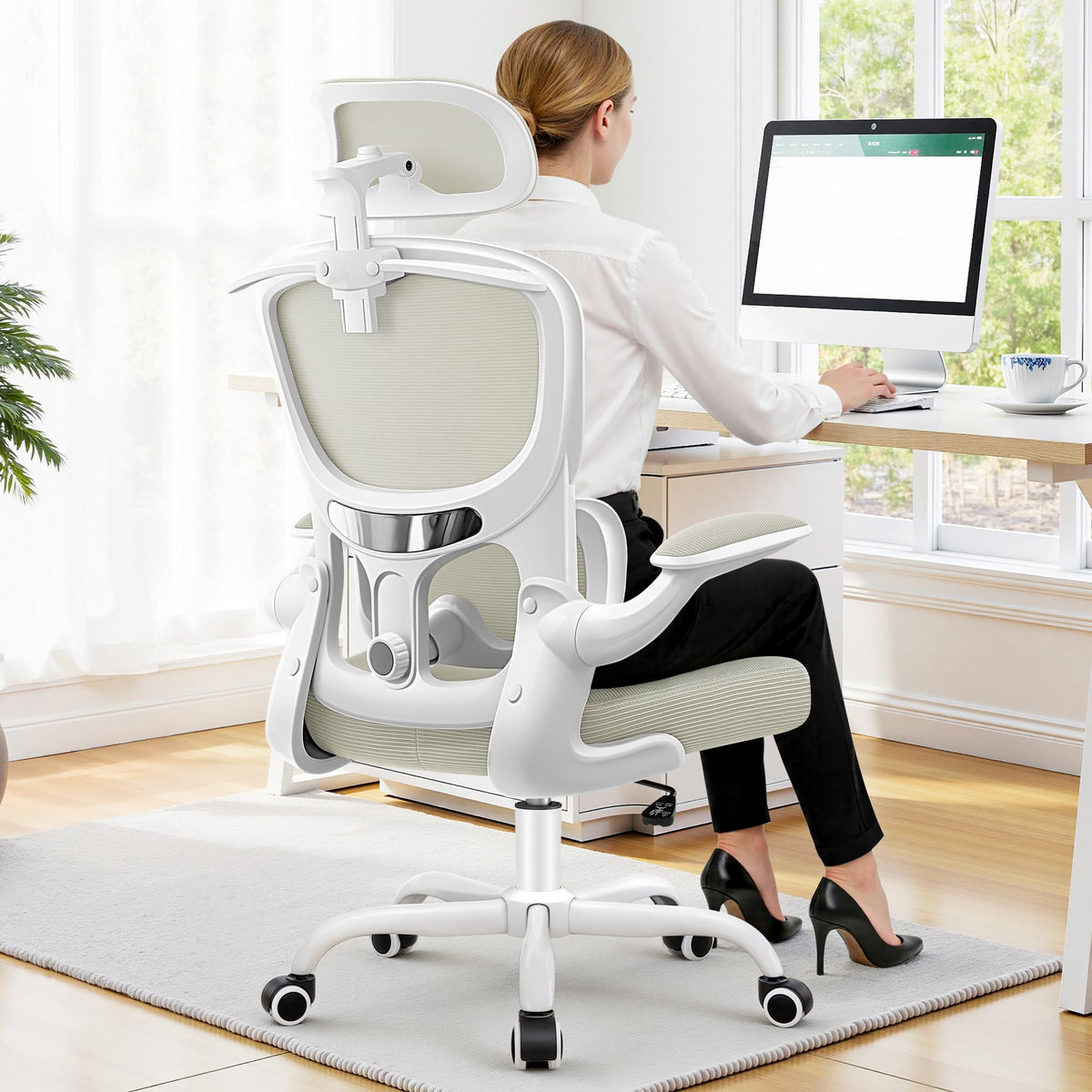 Allgod Ergonomic Office Chair, Mesh Home Desk Chair With Lumbar Support ...