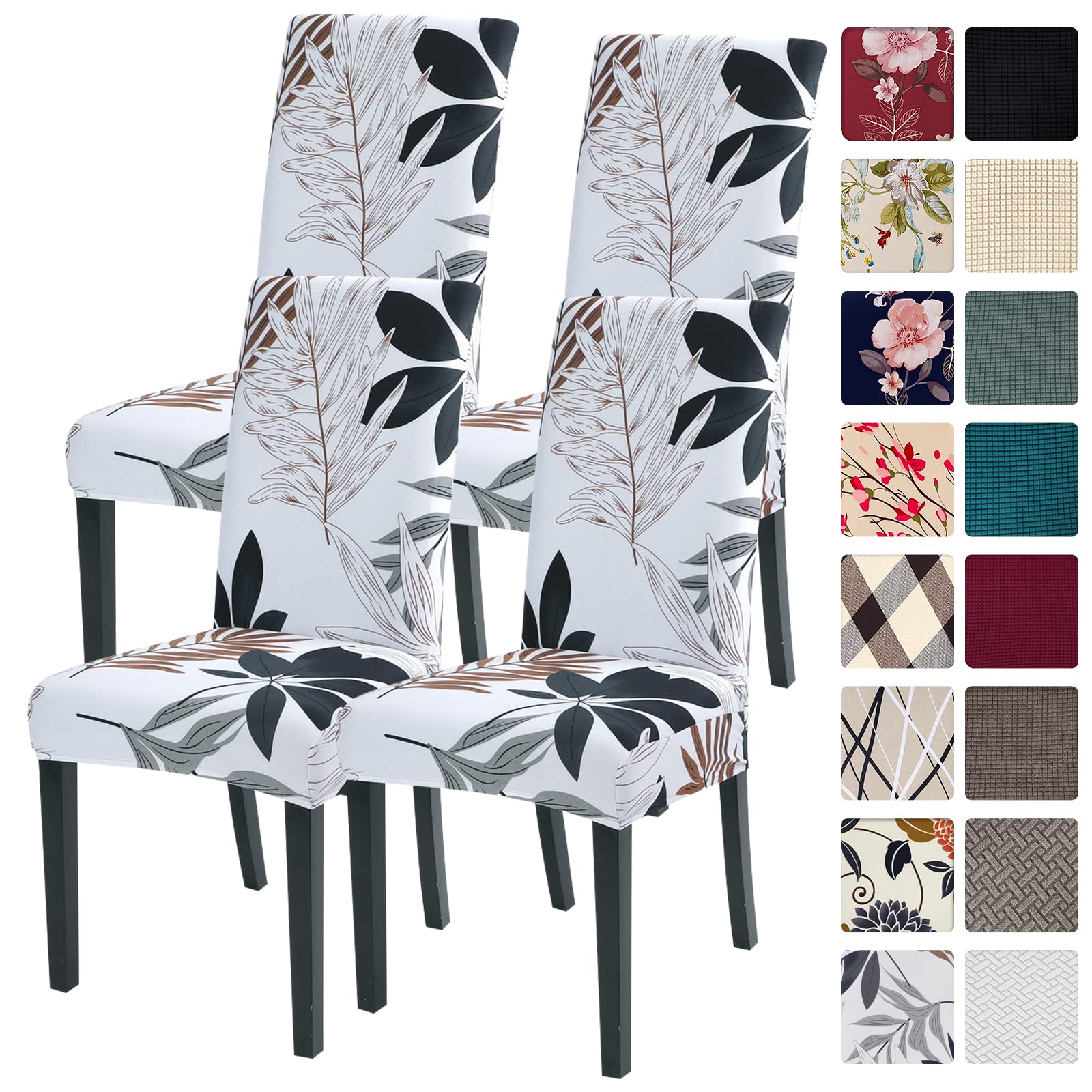 Searchi Dining Room Chair Covers Slipcovers Set Of 4, Spandex Super Fit Stretch Removable Washable Kitchen Parsons Chair Covers