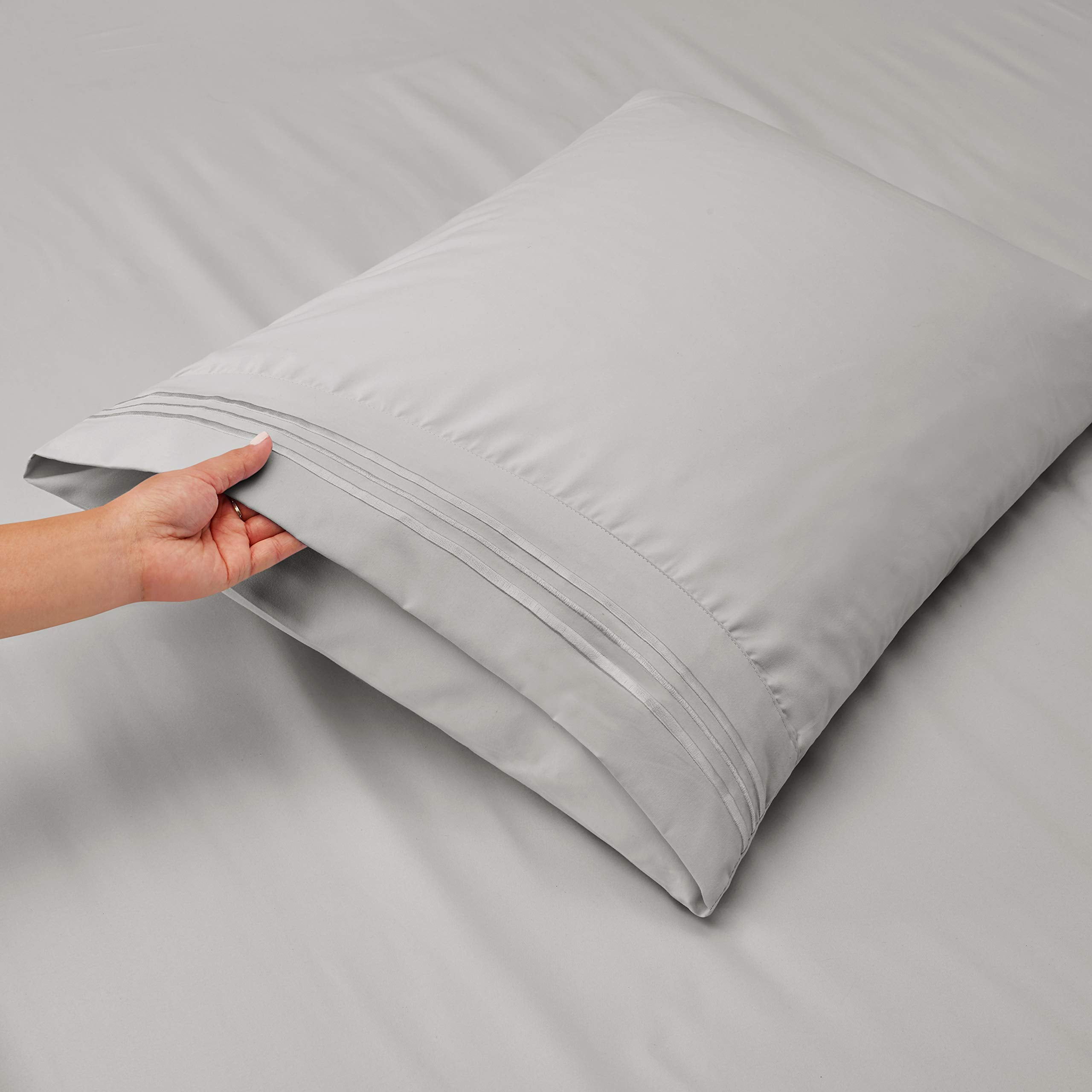 Clara Clark Cal King Sheets, 6 Piece Set - Hotel Luxury Sheets For Cal King Size Bed, Super Soft Bedding Sheets & Pillowcases, Cal King Size Sheets, Silver
