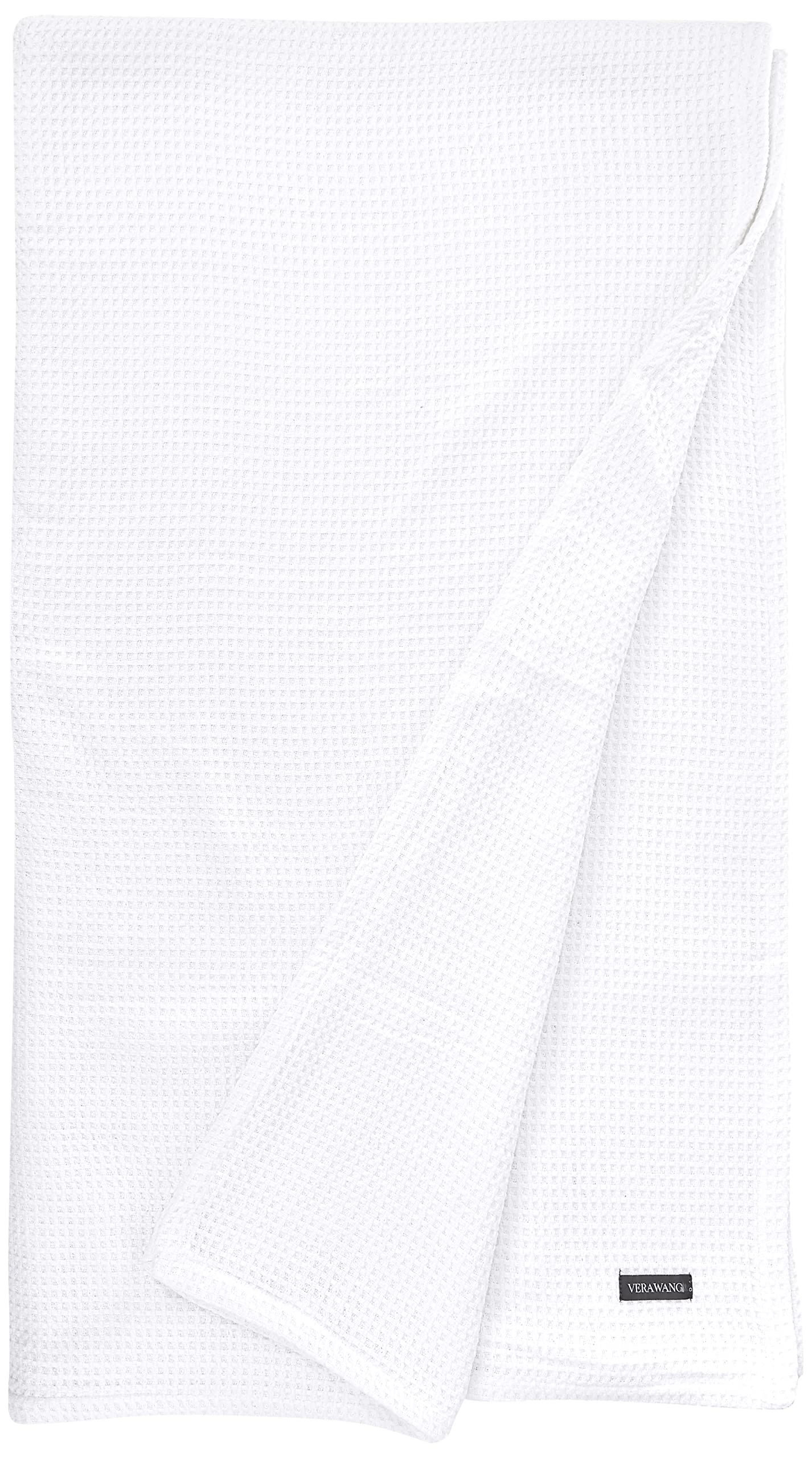 Vera Wang - King Blanket, Luxury Cotton Bedding, Soft Home Decor With Waffle Weave Knit (Waffleweave White, King)
