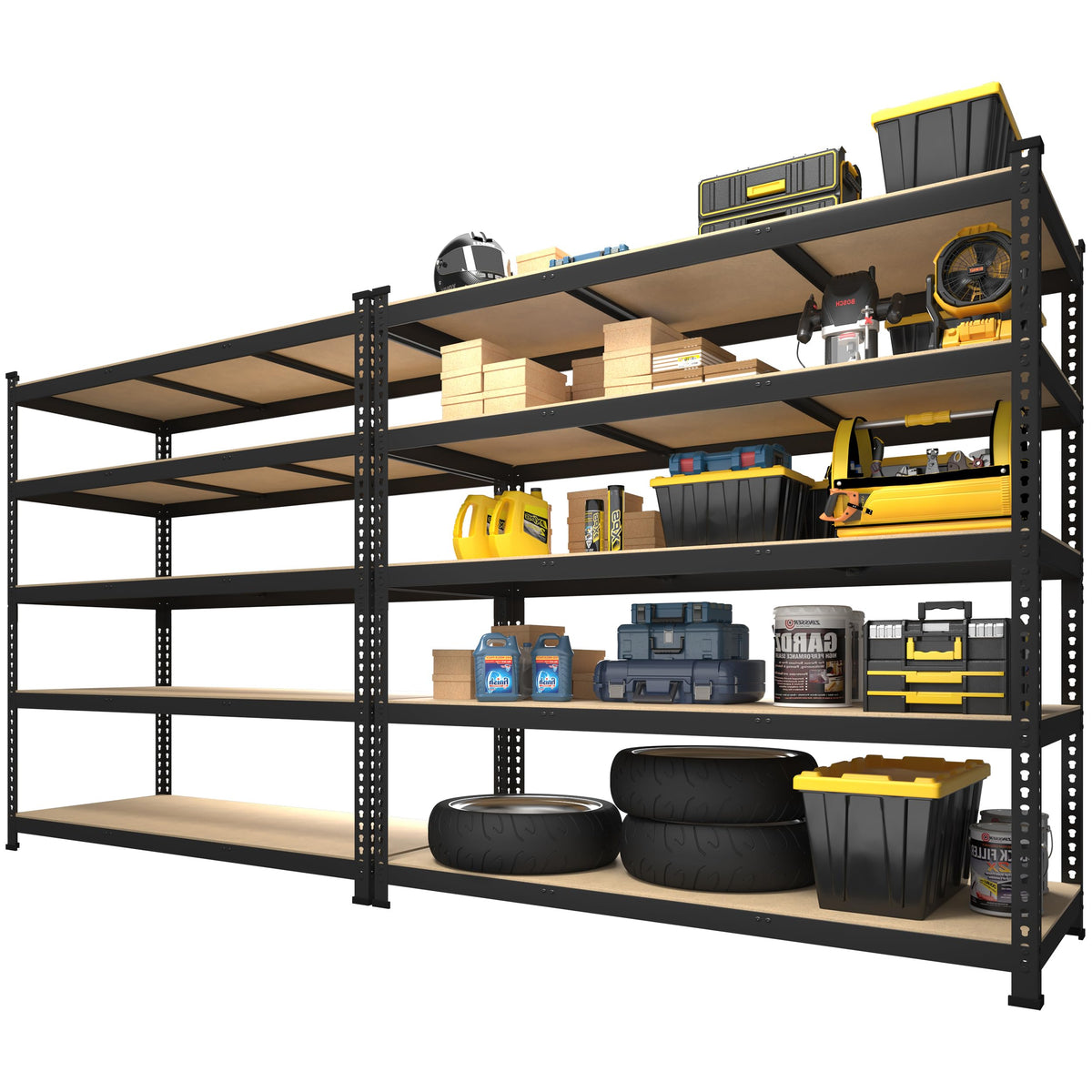Primezone 2 Pack Storage Shelves 48' X 24' X 72' - 5 Tier Heavy Duty Adjustable Garage Storage Shelving, Metal Storage Utility Rack Shelf Unit For Warehouse Pantry Closet Kitchen, Black