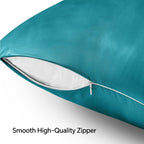 Bedelite Satin Pillowcase With Zipper, Teal Pillow Cases Queen Size Set Of 2, Super Soft And Cooling Similar To Silk Pillow Case