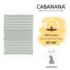 Cabanana Cotton Turkish Hand Towel - Set Of 2 | Boho Kitchen Tea Towels, 30 X 20 Inches Thin Decorative Bathroom Towel (Grey)
