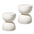 Glitzhome Outdoor Side Tables Set Of 2, Heavy Duty Patio Sturdy Faux Terrazzo Decorative Garden Stool Planter Stand For Indoor Covered Outdoor, 17.75' H, White