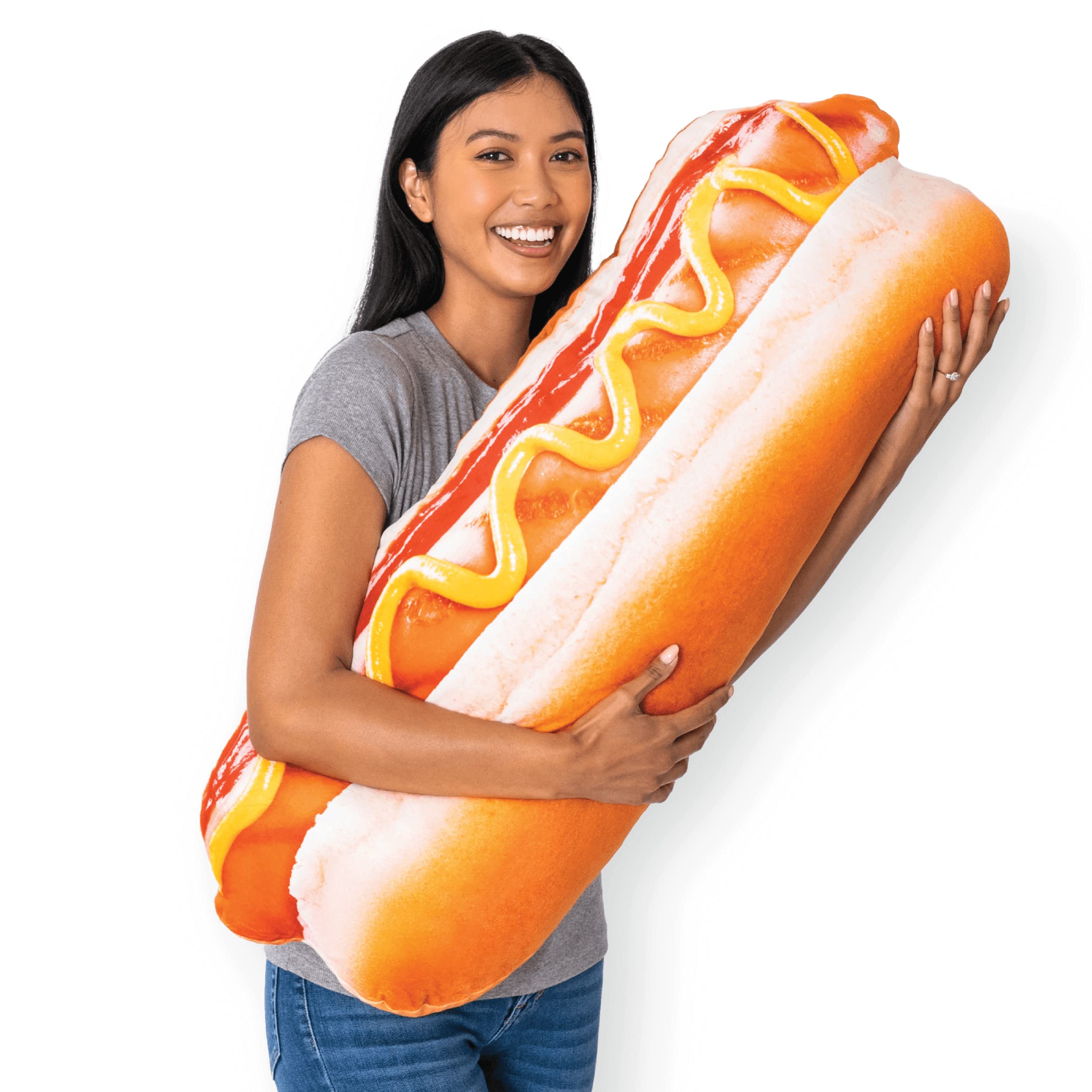 Much Comfort 39' 3D Supreme Hot Dog Throw Pillow - Made With Super Soft, Ultra Premium Fabric - Cute, Comfortable, Plush Stuffe