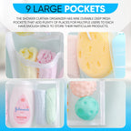 Handy Laundry Shower Curtain Bathroom Organizer -9 Pockets- Perfect For Organizing Home Bath, Your Toiletries And Kid'S Toys In