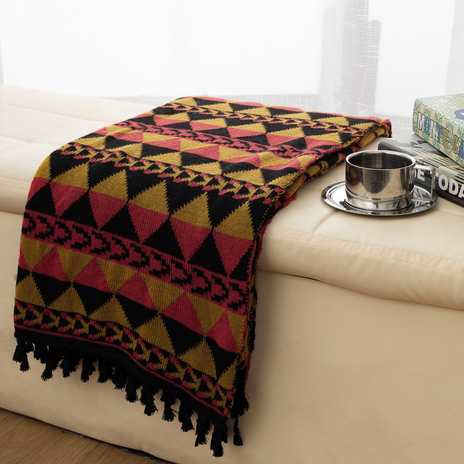 Gealaek Boho Throw Blanket Lightweight Soft Cozy Decorative Blankets For Sofa Bed Farmhouse Throw Blanket Aztec Blanket With Tas